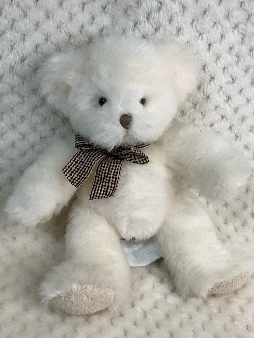 Russ Berrie Plush Lillian Bear 4395 Stuffed Animal Toy Brown Checkered Bow